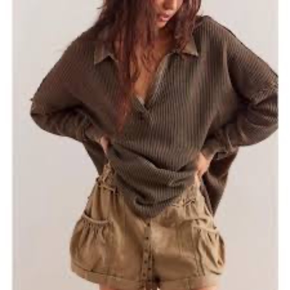 Free People L Travis Waffle Knit Tunic Top - Picture 1 of 14